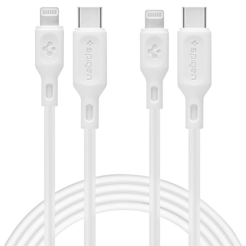 „Spigen DuraSync MFi USB-C“ / „Lightning“ laidas, 2 vnt., 100 cm, baltas