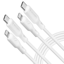 „Spigen DuraSync MFi USB-C“ / „Lightning“ laidas, 2 vnt., 100 cm, baltas