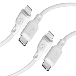 „Spigen DuraSync MFi USB-C“ / „Lightning“ laidas, 2 vnt., 100 cm, baltas