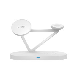 „Tech-Protect QI15W-A41“ 3in1 belaidis įkroviklis su „MagSafe“ funkcija, skirtas „Apple“ įrenginiams – baltas