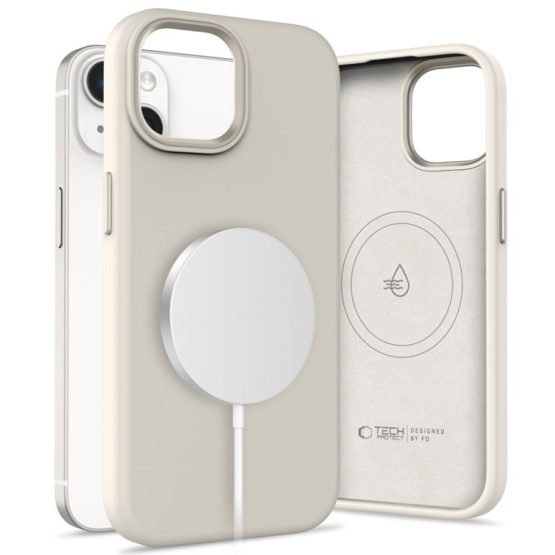 „Tech-Protect“ silikoninis PU dėklas „MagSafe“, skirtas „iPhone 14“ – smėlio spalvos