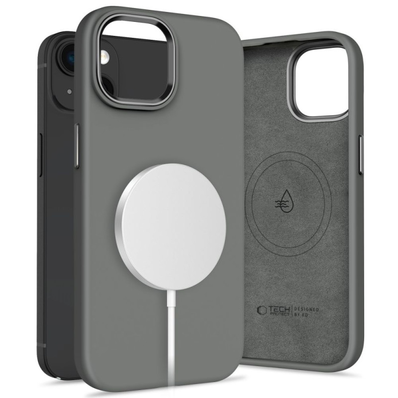 „Tech-Protect“ silikoninis PU dėklas „MagSafe“, skirtas „iPhone 14“ – pilkas
