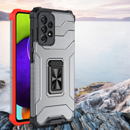 Crystal Ring Case šarvuotas hibridinis korpuso dangtelis + magnetinis laikiklis Samsung Galaxy A72 4G raudonas
