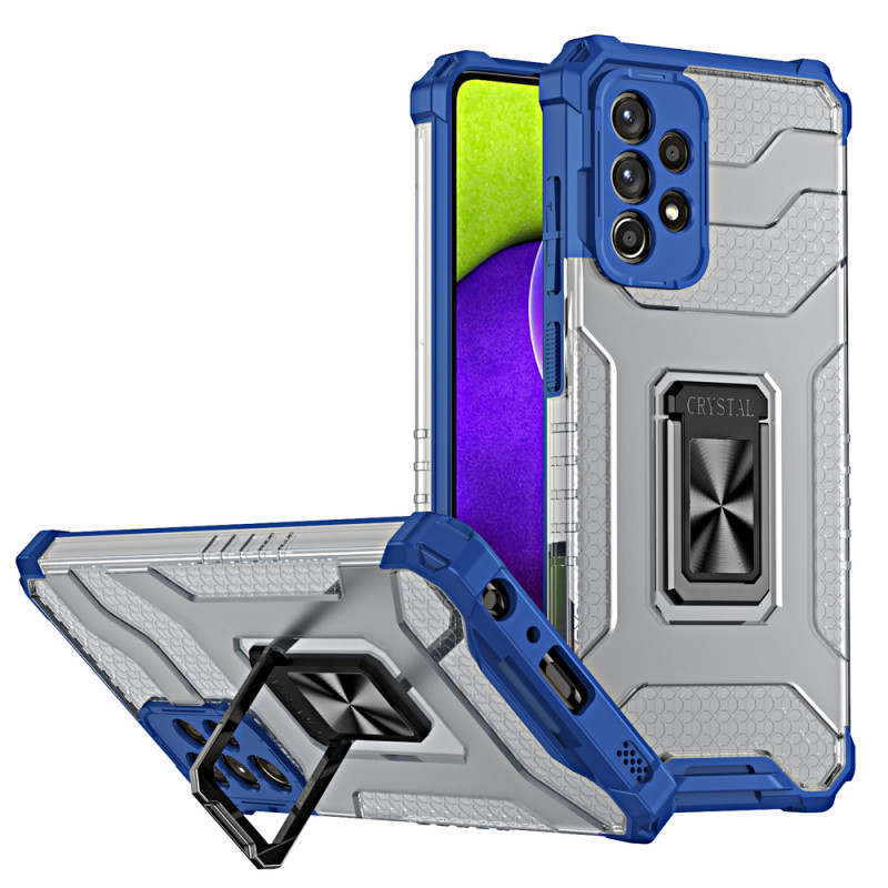 Crystal Ring Case šarvuotas hibridinis korpuso dangtelis + magnetinis laikiklis Samsung Galaxy A72 4G mėlynas
