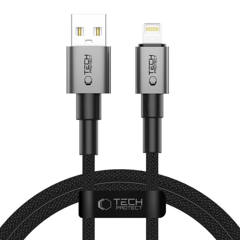 „Tech-Protect UltraBoost DNA“ USB-A / „Lightning“ laidas 15 W / 2,4 A, 100 cm – pilkas