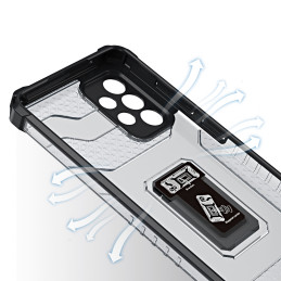 Crystal Ring Case šarvuotas hibridinis korpuso dangtelis + magnetinis laikiklis Samsung Galaxy A72 4G mėlynas
