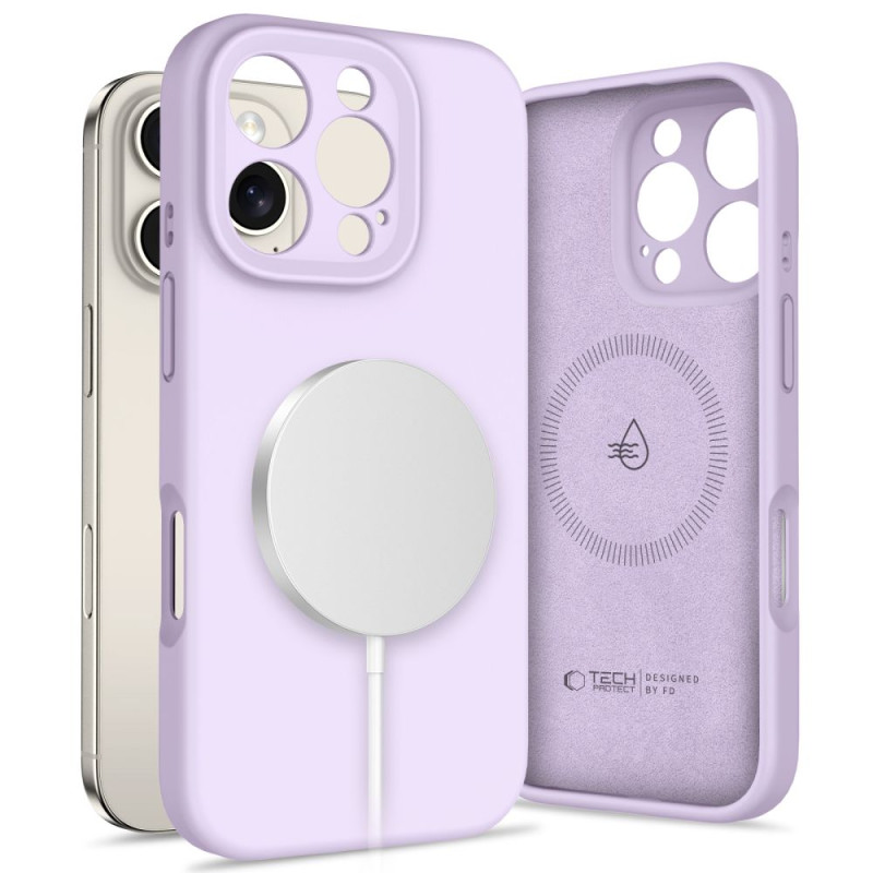 „Tech-Protect“ skysto silikono „MagSafe“ dėklas, skirtas „iPhone 16 Pro Max“ – violetinis