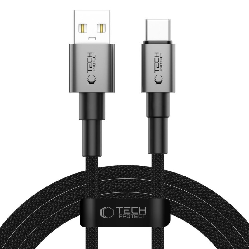 „Tech-Protect UltraBoost DNA“ USB-A / USB-C laidas 15 W / 3 A, 200 cm – pilkas