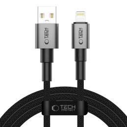 „Tech-Protect UltraBoost DNA“ USB-A / „Lightning“ laidas 15 W / 2,4 A, 200 cm – pilkas