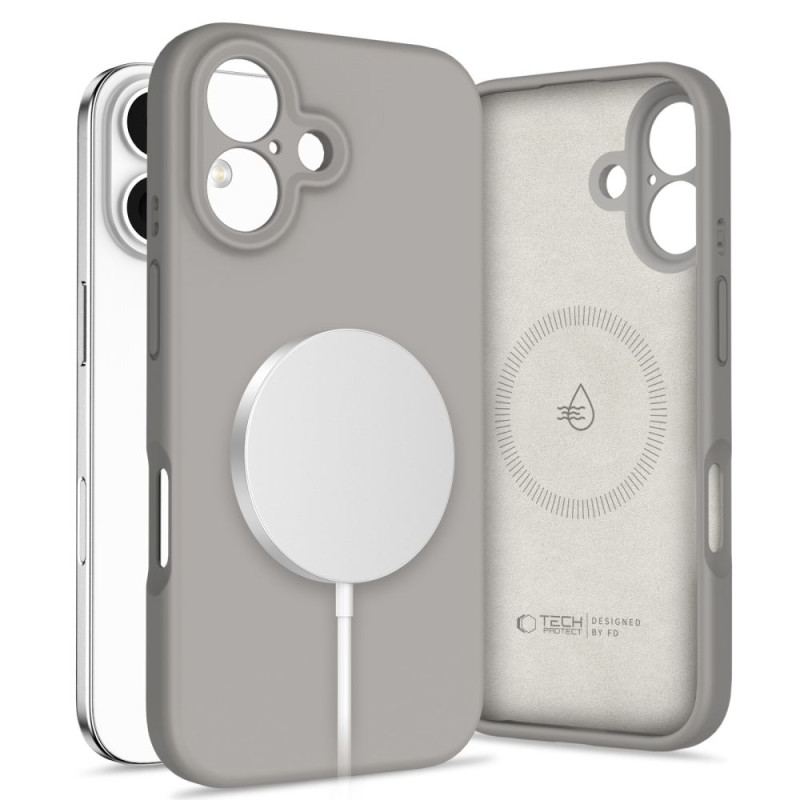 „Tech-Protect“ skysto silikono „MagSafe iPhone 16“ dėklas – pilkas