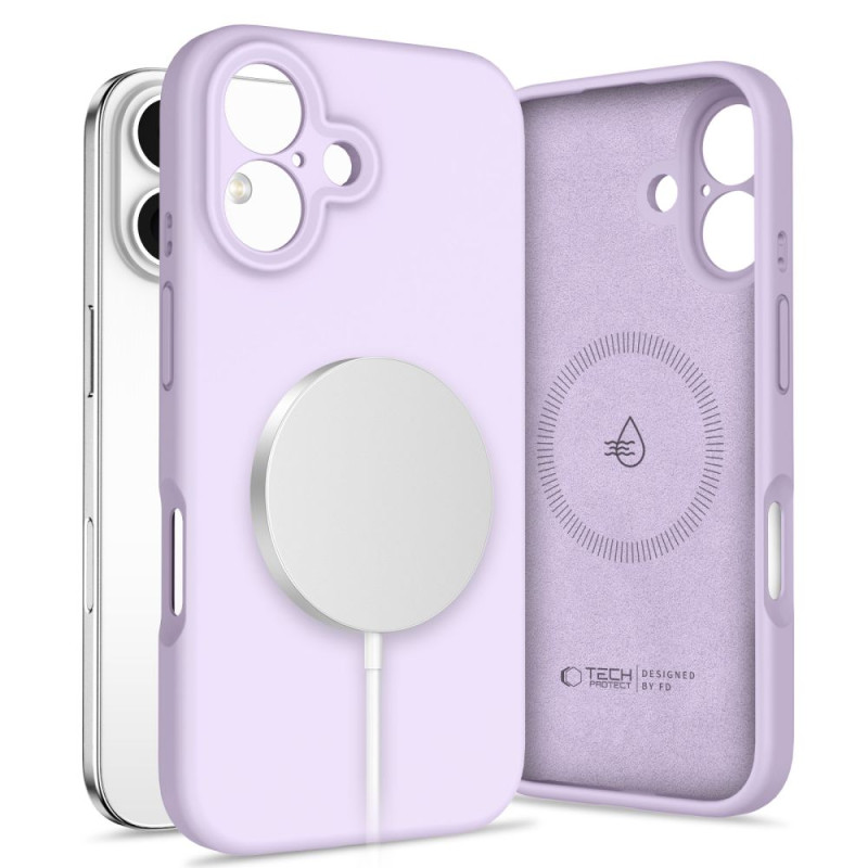 „Tech-Protect“ skysto silikono „MagSafe iPhone 16“ dėklas – violetinis