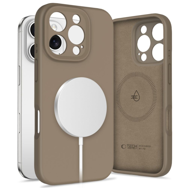 „Tech-Protect“ skysto silikono „MagSafe“ dėklas, skirtas „iPhone 16 Pro“ – rudas
