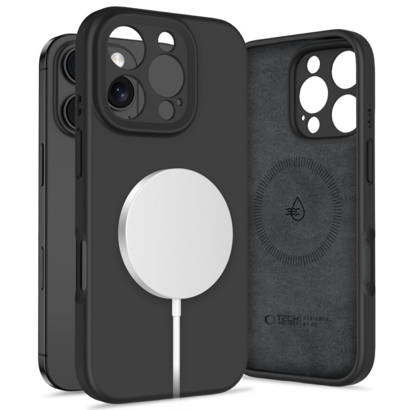 „Tech-Protect“ skysto silikono „MagSafe“ dėklas, skirtas „iPhone 16 Pro“ – juodas