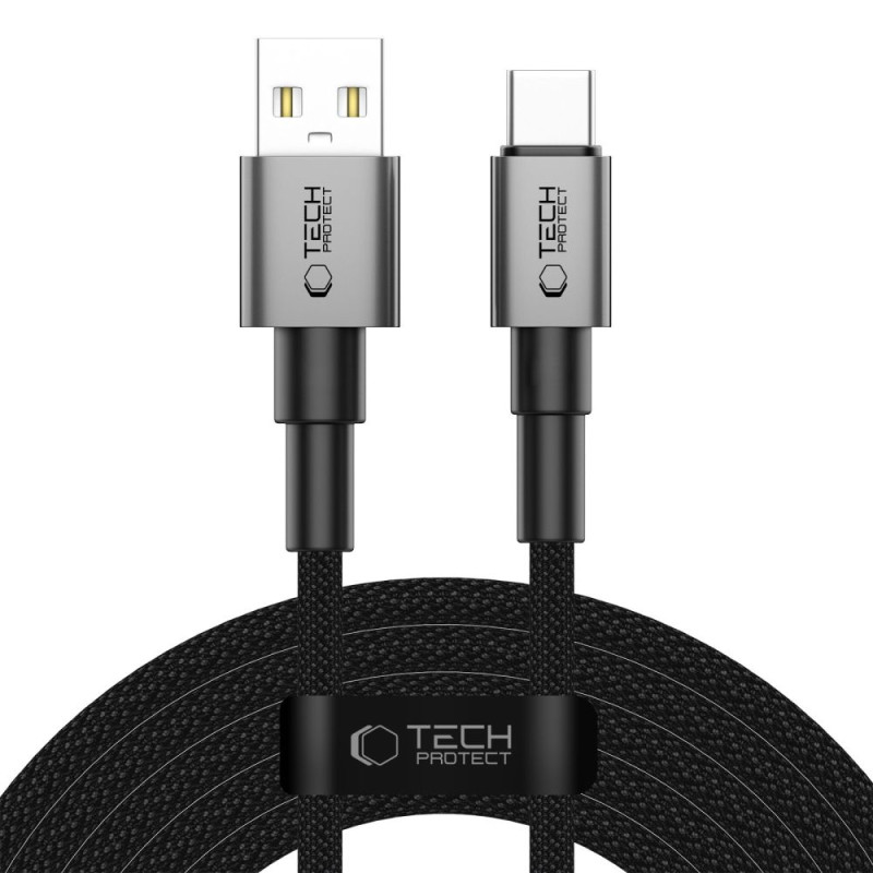 „Tech-Protect Ultraboost DNA“ USB-A / USB-C laidas 15 W / 3 A, 300 cm – pilkas