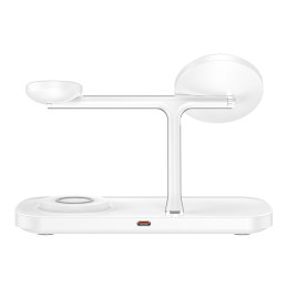 „Tech-Protect QI15W-A45“ 3in1 belaidis įkroviklis su „MagSafe“ funkcija, skirtas „Apple“ įrenginiams – baltas