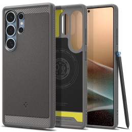 „Spigen Rugged Armor Mag MagSafe“ dėklas, skirtas „Samsung Galaxy S25“ – pilkas