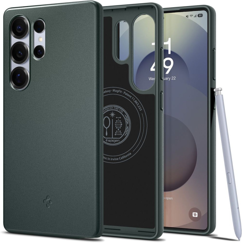 „Spigen Thin Fit Mag“ dėklas, skirtas „Samsung Galaxy S25 Ultra“ – žalias