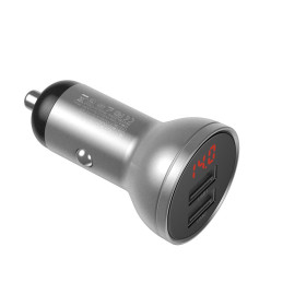 Baseus automobilinis įkroviklis 2x USB 4.8A 24W su LCD sidabru (CCBX-0S)