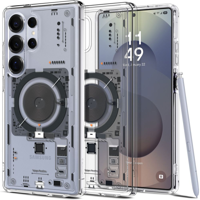 „Spigen Ultra Hybrid Mag“ dėklas, skirtas „Samsung Galaxy S25 Ultra Neo One“ – skaidrus