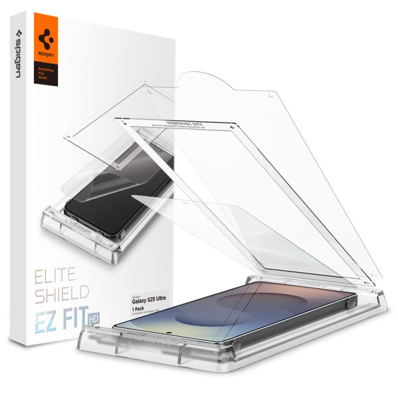 „Spigen Elite Shield EZ FIT“ hibridinis stiklas, skirtas „Samsung Galaxy S25 Ultra“ - skaidrus