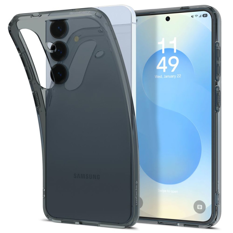 „Spigen“ skystųjų kristalų dėklas, skirtas „Samsung Galaxy S25+“ – skaidrus