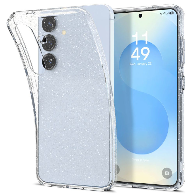 „Spigen“ skystųjų kristalų dėklas, skirtas „Samsung Galaxy S25+“ – blizgučiais permatomas