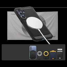 „Spigen Rugged Armor Mag MagSafe“ dėklas, skirtas „Samsung Galaxy S25“ – matinės juodos spalvos