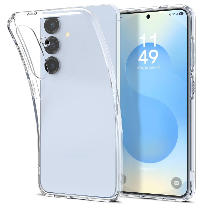 „Spigen“ skystųjų kristalų dėklas, skirtas „Samsung Galaxy S25“ – skaidrus