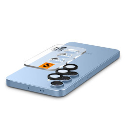 „Spigen Optik Pro GLAS.TR EZ FIT“ 2 kameros dėklų rinkinys, skirtas „Samsung Galaxy S25“ – juodas
