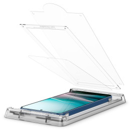 „Spigen ELITE SHIELD EZ FIT“ hibridinis stiklas, skirtas „Samsung Galaxy S25“ - skaidrus