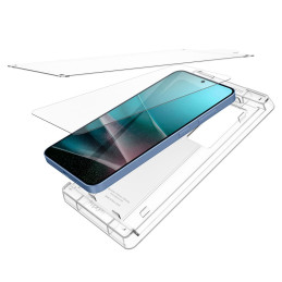 „Spigen ELITE SHIELD EZ FIT“ hibridinis stiklas, skirtas „Samsung Galaxy S25“ - skaidrus