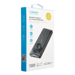 Išorinė baterija „Veger MagMulti W1156“ 10000mAh 22.5W 3A „MagSafe PD QC3.0“ - juoda