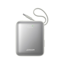 „Joyroom JR-PBF27“ 10000mAh 22,5W išorinė baterija su integruotu USB-C ir „Lightning“ laidu – balta