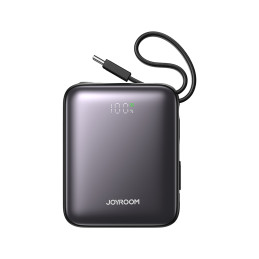 „Joyroom JR-PBF27“ 10000mAh 22,5W išorinė baterija su integruotu USB-C ir „Lightning“ laidu - juoda