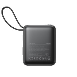 „Joyroom JR-PBF27“ 10000mAh 22,5W išorinė baterija su integruotu USB-C ir „Lightning“ laidu - juoda