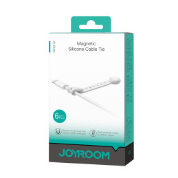 „Joyroom JR-ZS422“ silikoninis kabelių raištelių rinkinys su magnetu, 6 vnt. – baltas