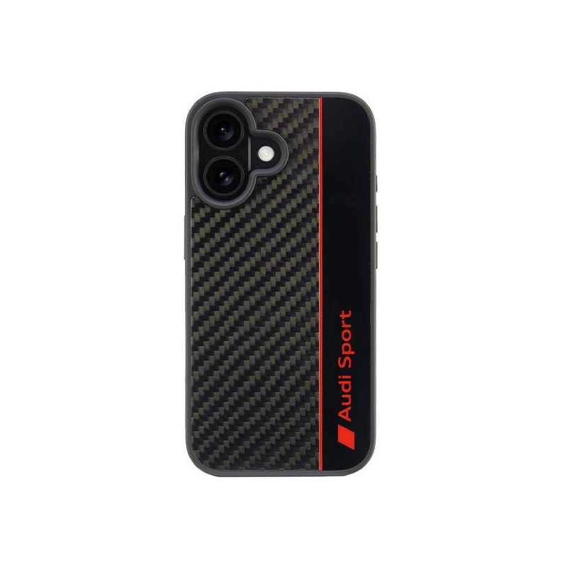 „Audi“ anglies pluošto juostelių dėklas, skirtas „iPhone 16 6.1“ – juodas