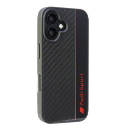 „Audi“ anglies pluošto juostelių dėklas, skirtas „iPhone 16 6.1“ – juodas