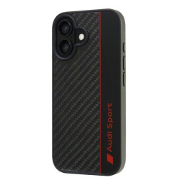 „Audi“ anglies pluošto juostelių dėklas, skirtas „iPhone 16 6.1“ – juodas