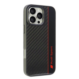 „Audi“ anglies pluošto juostelių dėklas, skirtas „iPhone 16 Pro Max 6.9“ – juodas