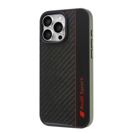 „Audi“ anglies pluošto juostelių dėklas, skirtas „iPhone 16 Pro Max 6.9“ – juodas