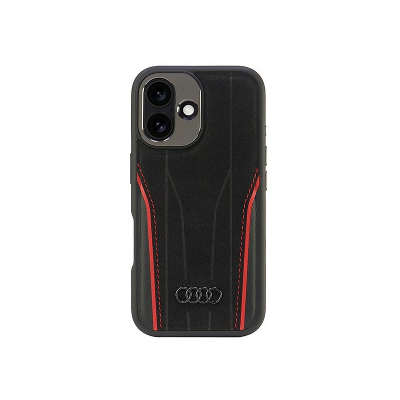 „Audi“ originalios odos dėklas su „MagSafe“ apsauga, skirtas „iPhone 16 6.1“ – juodas / raudonas