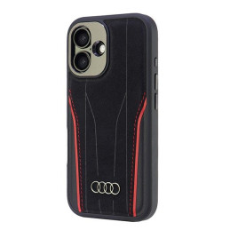 „Audi“ originalios odos dėklas su „MagSafe“ apsauga, skirtas „iPhone 16 6.1“ – juodas / raudonas