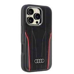 „Audi“ originalios odos dėklas su „MagSafe“, skirtas „iPhone 16 Pro 6.3“ – juodas / raudonas