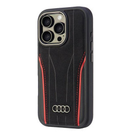 „Audi“ originalios odos dėklas su „MagSafe“, skirtas „iPhone 16 Pro 6.3“ – juodas / raudonas