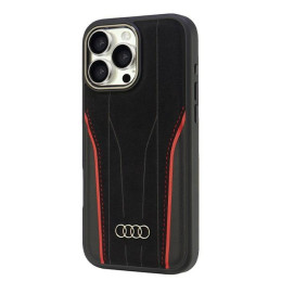 „Audi“ originalios odos dėklas su „MagSafe“ apsauga, skirtas „iPhone 16 Pro Max 6.9“ – juodas / raudonas