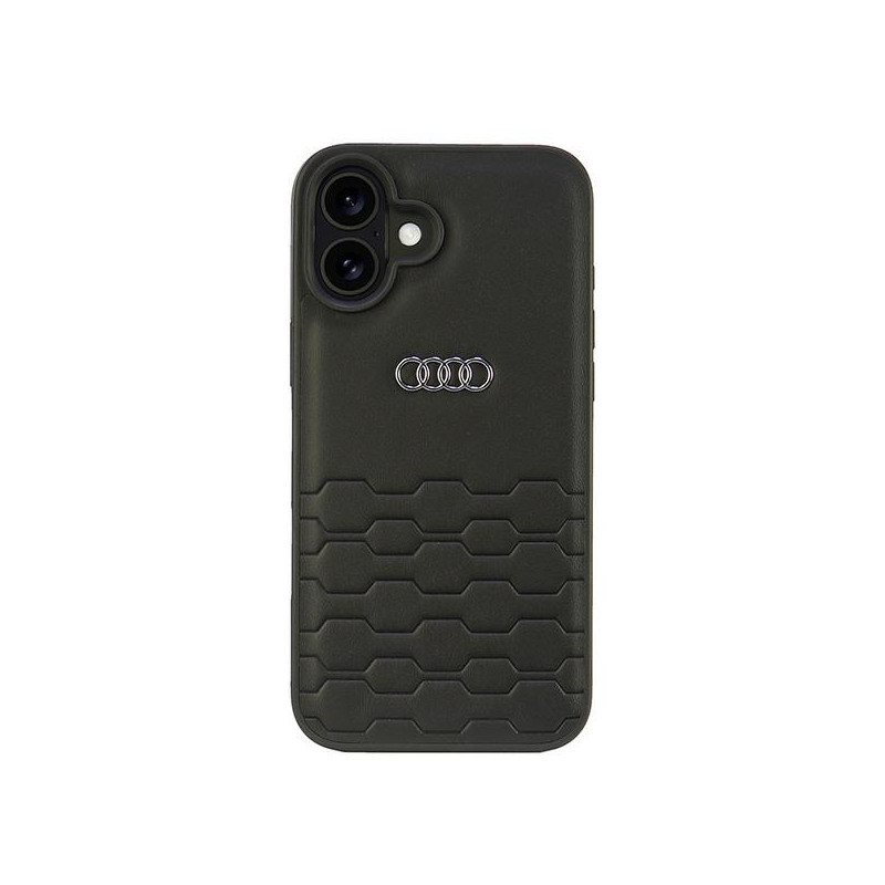 Audi sintetinės odos iPhone 16 Plus 6.7" dėklas – juodas