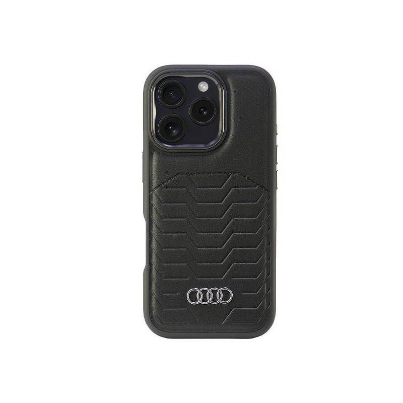 „Audi“ sintetinės odos „MagSafe“ dėklas, skirtas „iPhone 16 Pro 6.3“ – juodas