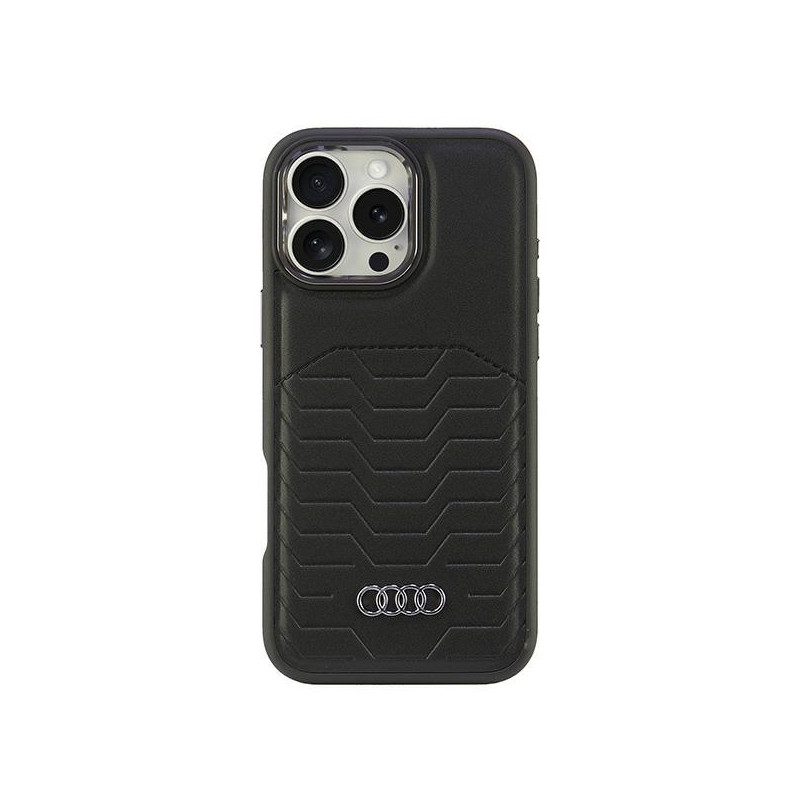 „Audi“ sintetinės odos „MagSafe“ dėklas, skirtas „iPhone 16 Pro Max 6.9“ – juodas