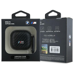 BMW Carbon M kolekcijos dėklas, skirtas AirPods 4 ausinėms – juodas